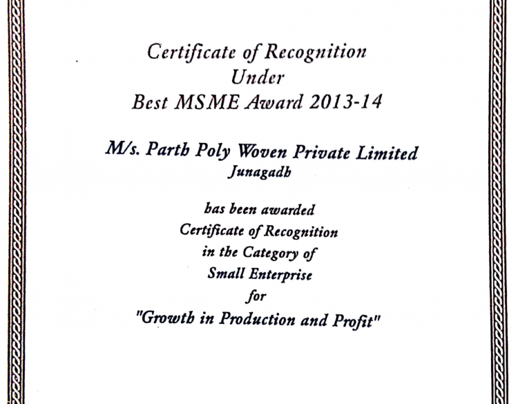 Parth Poly Woven Award 2013-14